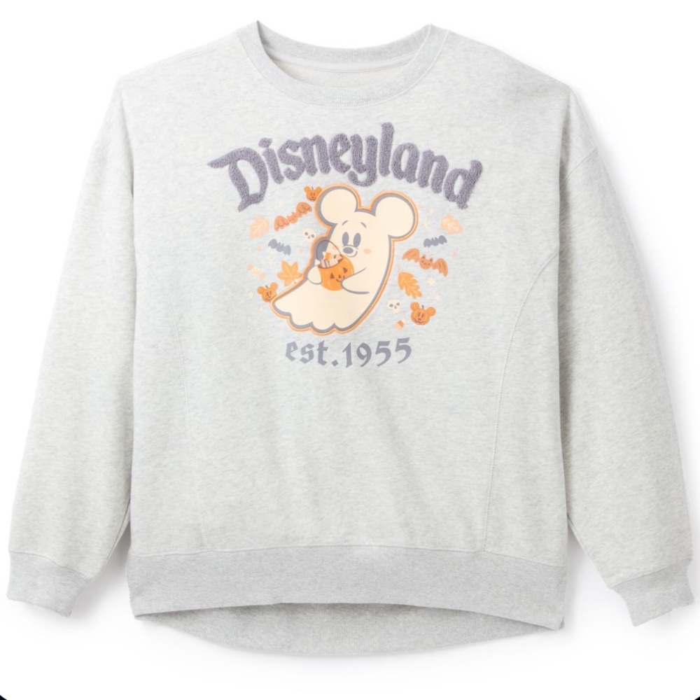 Disneyland Mickey Cutie Ghost 2025 Light Heather Gray Pullover Sweatshirt Large - Picture 15 of 15